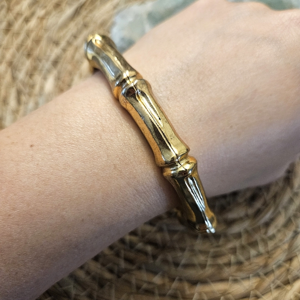 Vintage Goldtone Bamboo-Inspired Cuff Bracelet Bangle